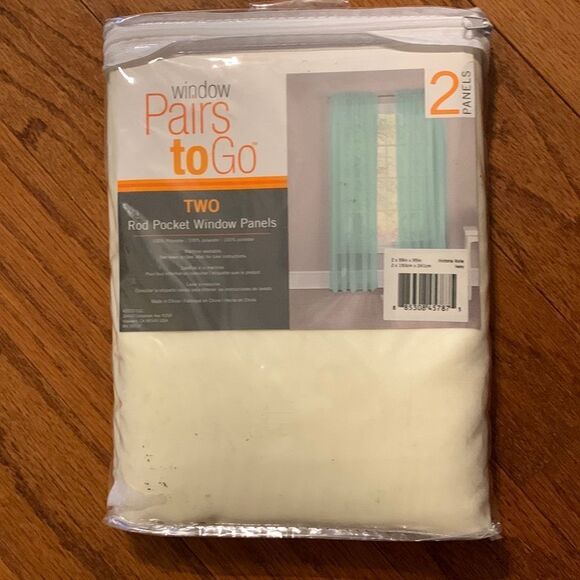 PairstoGo Victoria Voile Ivory rod pocket window panels.  Two packages available - Picture 5 of 10